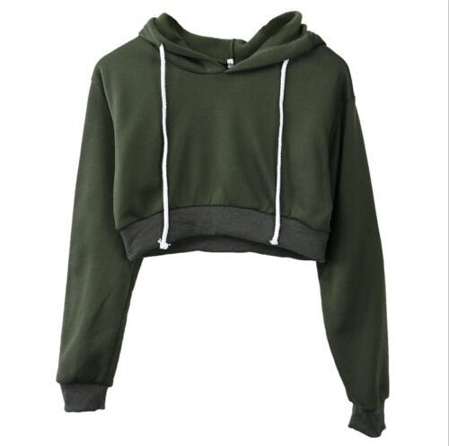 Women Cropped HoodieSolid color long sleeve ladies hoodie - Stregactive