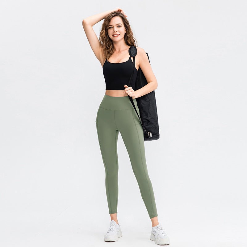 Women High Waist Nude Feel leggings with Pocket - Stregactive