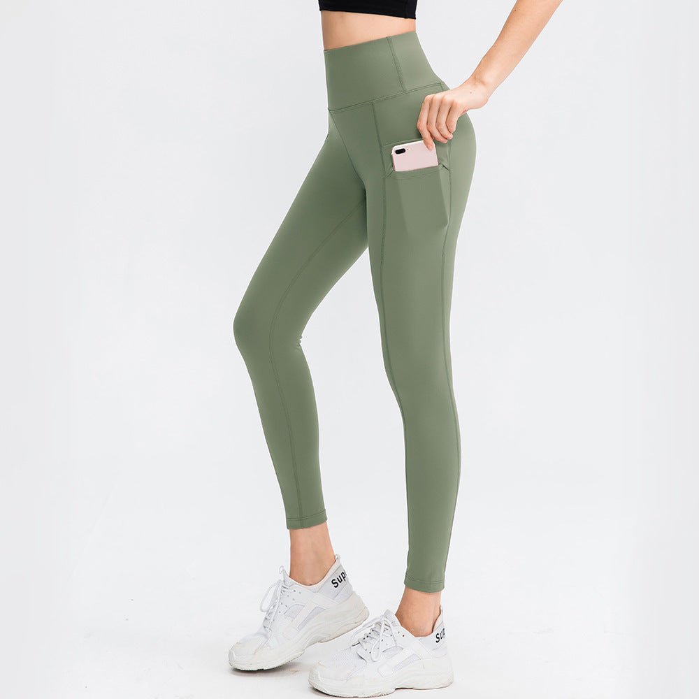 Women High Waist Nude Feel leggings with Pocket - Stregactive