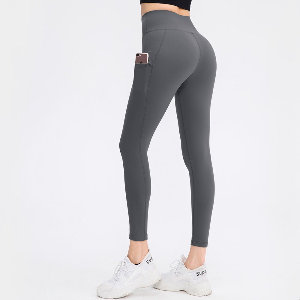 Women High Waist Nude Feel leggings with Pocket - Stregactive